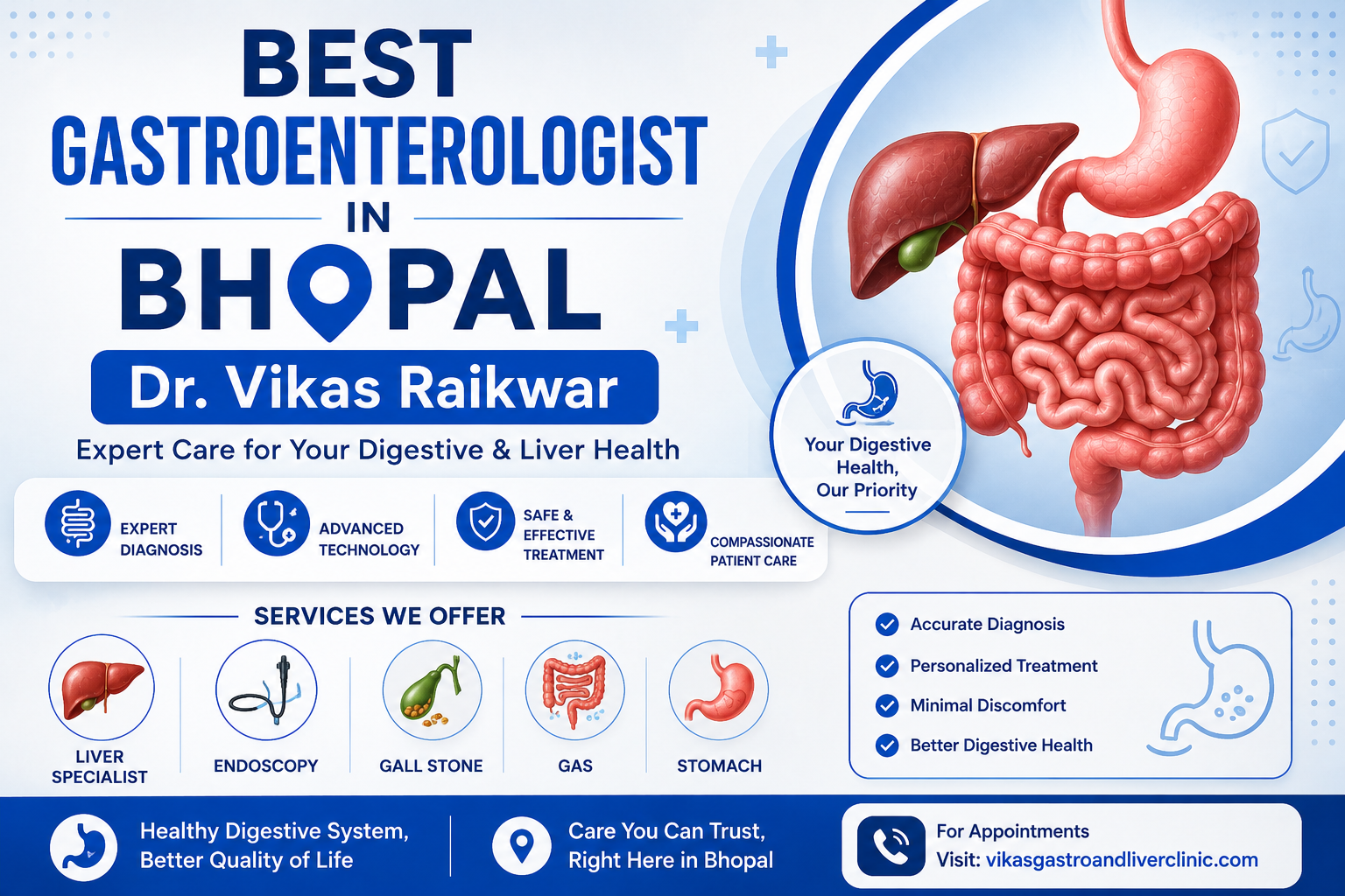 Dr. Vikas Raikwar, gastroenterologist in Bhopal, providing digestive and liver care.
